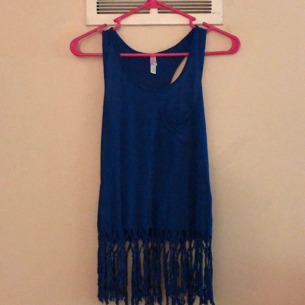 Blue razor back tank